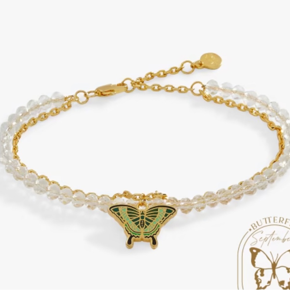 Alex & Ani Swallowtail Emerald Butterfly Charm Bracelet